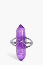 Boohoo Maisie Adjustable Crystal Ring Purple