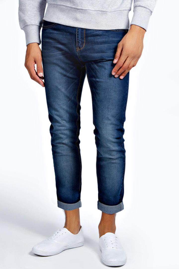 Boohoo Cropped Skinny Jean - Indigo