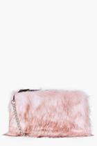 Boohoo Mia Faux Fur Cross Body Bag Pink