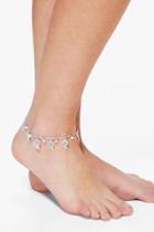 Boohoo Melissa Leaf Charm & Bead Anklet Silver