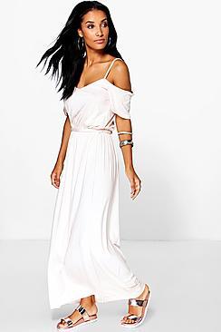 Boohoo Isla Open Shoulder Maxi Dress