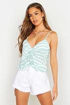 Boohoo Woven Tonal Zebra Ruched Cami Top