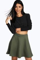 Boohoo Roseanna Fit And Flare Skater Skirt Khaki