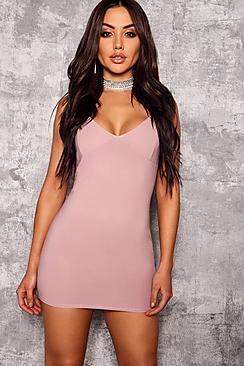 Boohoo Leah Plnge Neck Fitted Bodycon Dress