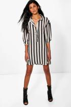 Boohoo Selena Stripe Shirt Dress Multi