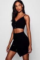 Boohoo Tall Button Detail Crop + Skirt Co-ord