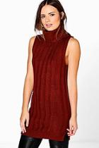 Boohoo Freya Chunky Roll Neck Rib Knit Tunic