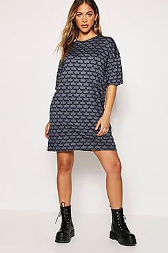 Boohoo Disney Mickey Repeat Print Oversized T-shirt Dress