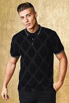 Boohoo Luxe Party Baroque Flock Print Polo