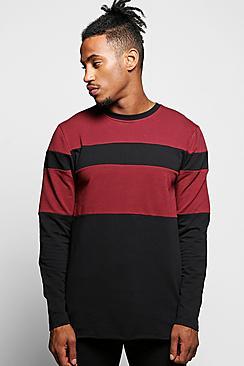 Boohoo Longline Panel Sweatshirt With Raw Edges