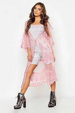 Boohoo Embroidered Lace Maxi Kimono
