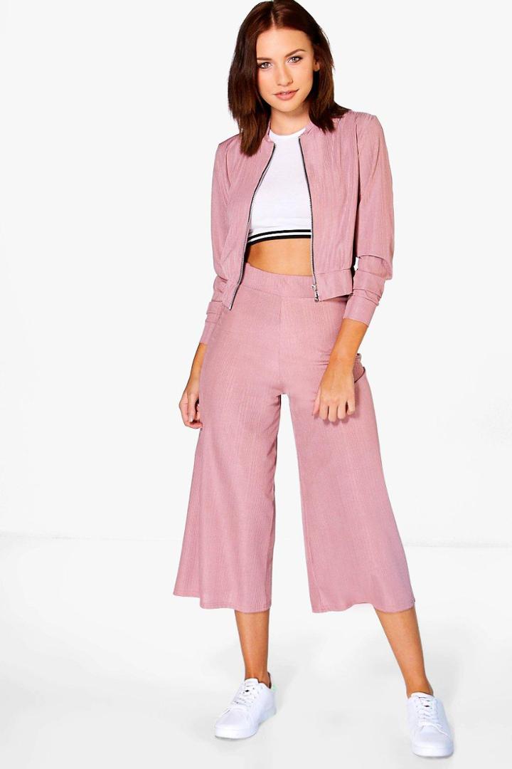 Boohoo Abigail Crinkle Culotte Mauve