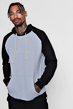 Boohoo Man Signature Embroidered Colour Block Hoodie