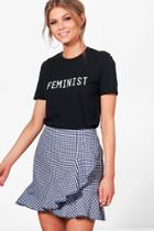 Boohoo Petite Vicky Feminist Slogan T-shirt Black