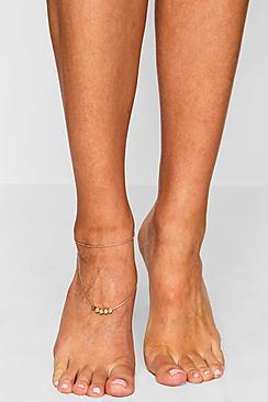 Boohoo Erin Double Layer Heart Charm Anklet
