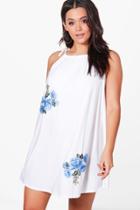 Boohoo Plus Zoe Flower Applique Halterneck Sundress White