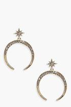 Boohoo Kate Star & Moon Diamante Statement Earrings