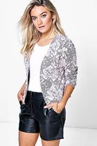 Boohoo Freya Jacquard Edge To Edge Jacket