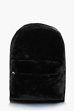 Boohoo Black Faux Fur Backpack
