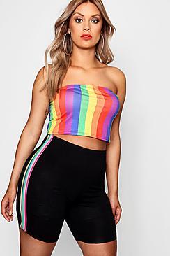 Boohoo Plus Chrissy Rainbow Stripe Bandeau