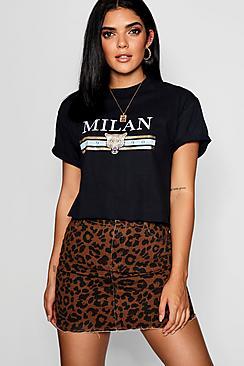 Boohoo Milan Foil Print Crop
