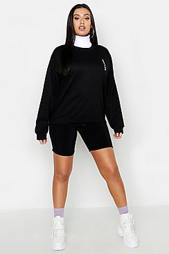 Boohoo Plus Neon Hustler Slogan Sweat