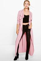 Boohoo Katie Maxi Belted Shawl Collar Duster Mauve