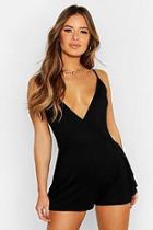 Boohoo Petite Wrap Ruffle Hippy Playsuit