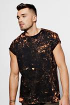 Boohoo Cap Sleeve T Shirt With Bottle Bleach Black