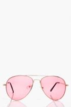 Boohoo Layla Pale Pink Lense Aviator Sunglasses Pink