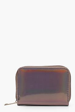 Boohoo Lucy Holographic Ziparound Purse