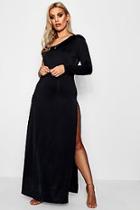 Boohoo Plus Lucia One Shoulder Hip Split Maxi Dress