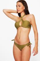 Boohoo Greece Multiway Bandeau Bikini Khaki