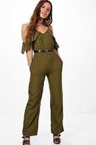 Boohoo Petite Lily Open Shoulder Jumpsuit