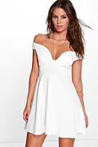 Boohoo Polly Off The Shoulder Sweetheart Skater Dress