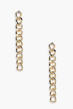 Boohoo Gracie Curb Chain Stud Drop Earrings