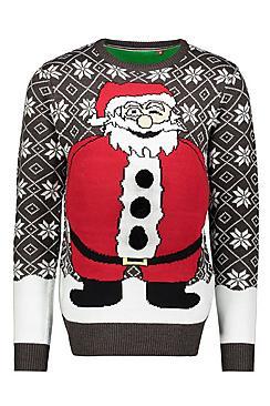 Boohoo Novelty Santa Belly Christmas Jumper