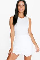 Boohoo Jen Ponte Skort Playsuit Ivory