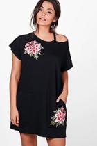 Boohoo Plus Abbi Floral Applique Sweat Dress