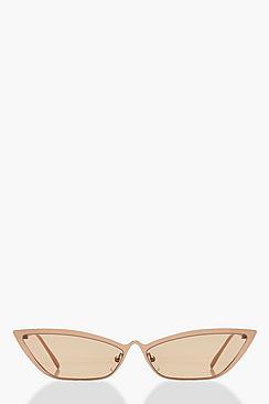Boohoo Metallic Skinny Cat Eye Sunglasses
