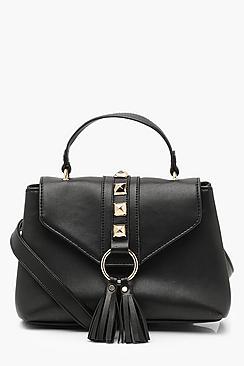 Boohoo Stud & Tassel Cross Body Bag