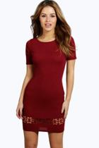 Boohoo Petite  Aimee Lazer Cut Shift Dress Wine