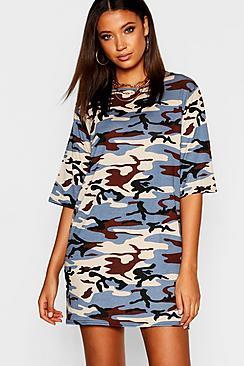 Boohoo Tall Camo Print Fashion Oversized T-shirt