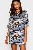 Boohoo Tall Camo Print Fashion Oversized T-shirt