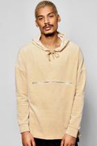 Boohoo Oversized Velour Hoodie With Zip Detail Stone