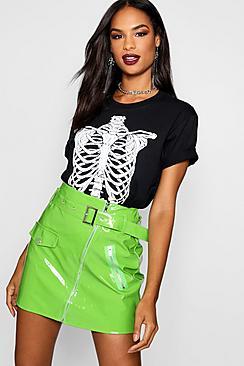 Boohoo Tall Skeleton Rib Cage Halloween T-shirt