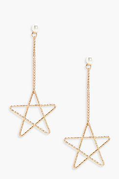 Boohoo Kate Pearl Stud Star Drop Earrings