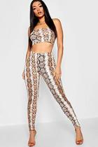 Boohoo Snake Print Bandeau Legging Co-ord