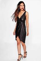Boohoo Boutique Emm Sequin Wrap Midi Dress