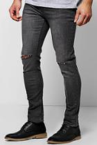 Boohoo Grey Ripped Knee Super Skinny Jeans